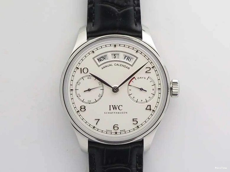 MIROTIME 0208 SportInspired Portuguese Real PR Real Annual Calendar IW503501 YLF 1:1 Best Edition White Dial On Leather Strap A 7241